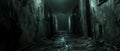 Eerie Glow in an Abandoned Corridor. Concept Abandoned Corridor, Eerie Glow, Spooky Setting,