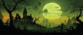 Eerie Halloween Illustration: Dreamy Fantasy Banner in Haunting