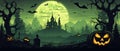 Eerie Halloween Illustration Dreamy Fantasy Banner in Haunting