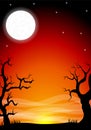 Eerie halloween night background with a full moon Royalty Free Stock Photo