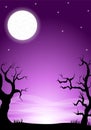 Eerie halloween night background with a full moon