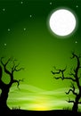 Eerie halloween night background with a full moon Royalty Free Stock Photo