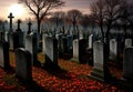 Eerie Halloween Vibes: Cemetery as the Spooky Background