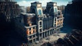 An Eerie Illustration Depicting the Aftermath of a Catastrophic Event that Left Paris in Ruins, Wreckage and Desolation.