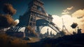 An Eerie Illustration Depicting the Aftermath of a Catastrophic Event that Left Paris in Ruins, Wreckage and Desolation.