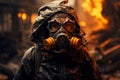 Eerie Man gas mask. Generate Ai Royalty Free Stock Photo