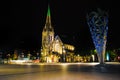 Gorgeous tall medieval stone church with tall stupa tower