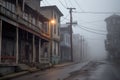 eerie mist covering a long-abandoned main street Royalty Free Stock Photo