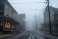 eerie mist covering a long-abandoned main street Royalty Free Stock Photo