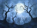 Eerie Moonlight Through Twisted Branches Royalty Free Stock Photo