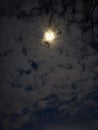 Eerie night sky moon shining