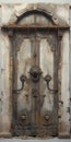 Eerie Old Door Prop: Arte Povera Style, Light Gray And Dark Bronze Royalty Free Stock Photo