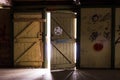 Eerie old doors in a dark room Royalty Free Stock Photo