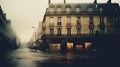 Eerie Polaroid Portraits: Atmospheric Buildings On Misty Paris Streets Royalty Free Stock Photo