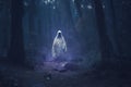 Eerie presence of ghost amidst enchanting mystic twilight woods Royalty Free Stock Photo