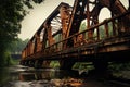 Eerie Rusty old bridge. Generate Ai Royalty Free Stock Photo