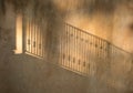 Iron railing shadow on stucco wall Royalty Free Stock Photo
