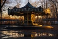 eerie shadows cast by a broken merry-go-round Royalty Free Stock Photo