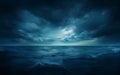 Eerie Skies Haunting Horror Over the Ocean. Generative AI