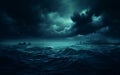 Eerie Skies Haunting Horror Over the Ocean. Generative AI