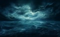 Eerie Skies Haunting Horror Over the Ocean. Generative AI