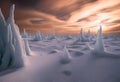 An eerie and surreal frozen landscape. Royalty Free Stock Photo