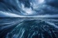 eerie, swirling dark clouds over a churning ocean