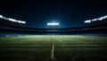 Eerie view of a deserted baseball stadium at night, with a radiant diamond on the immaculate field