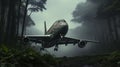 Eerily Realistic Airplane In Rainforest: Finely Rendered Cargopunk Art