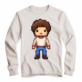 Eerily Realistic 8-bit Pixel Boy In Jeans Sweatshirt - Pop Culture Mash-up