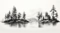 Eerily Realistic Black And White Pine Forest Sketch