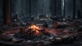 Eerily Realistic Campfire Scene In Dark Forest - Hyper-detailed Renderings