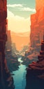 Eerily Realistic Canyon Artwork With Flat Colors And Ray Tracing