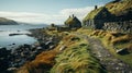 Eerily Realistic Coastal Landscapes: Unreal Engine 5 Farmhouses By The Sea Royalty Free Stock Photo