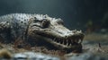 Eerily Realistic Crocodile In Rain: Moody And Atmospheric 3d Render