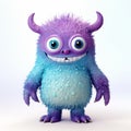 Eerily Realistic 3d Cartoon Monster With Glittery Purple Eyes