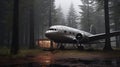 Eerily Realistic Dieselpunk Plane In Misty Woods Cabin