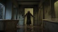 Eerily Realistic Filthy Sculpture: Mysterious Figure In Empty Hallway