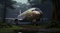 Eerily Realistic Liquid Metal Airplane In Enchanting Forest