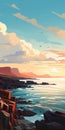 Eerily Realistic Ocean Sunset On Rocks: Atey Ghailan Inspired Coastal Masterpiece