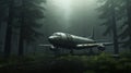 Eerily Realistic Plane In Forest: A Captivating Cargopunk Image