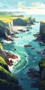 Eerily Realistic River Masterpiece Inspired By Atey Ghailan\'s Carrick-a-rede Royalty Free Stock Photo