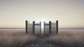 Eerily Realistic Sunset Gate: Surrealistic Minimalist Sculpture With Classical Symmetry
