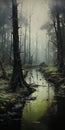 Eerily Realistic Swamp Painting In The Style Of Dalhart Windberg