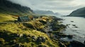 Eerily Realistic Terragen House On Rocky Shoreline: Atmospheric Shots In 8k