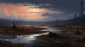 Eerily Realistic Wilderness Illustration With Stormy Sky