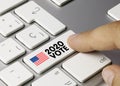 EEUU 2020 VOTE - Inscription on White Keyboard Key Royalty Free Stock Photo