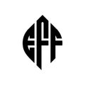 EFF circle letter logo design with circle and ellipse shape. EFF ellipse letters with typographic style. The three initials form a