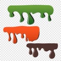 The effect of the fluidity of paint on a transparent background. Color dripping vector elements for your design. Royalty Free Stock Photo