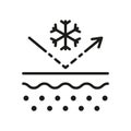 Effect of Skin Cold Glyph Pictogram. Barrier from Cooling Concept Icon. Snowflake on Skin Layer. Protection of Skin